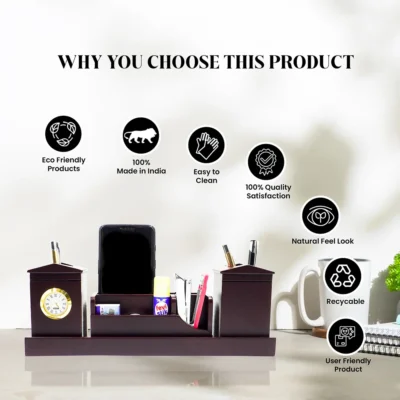 Buy Multifunctional Pen Stand with Watch in bulk for Corporate Gifting | Corporate Gyft