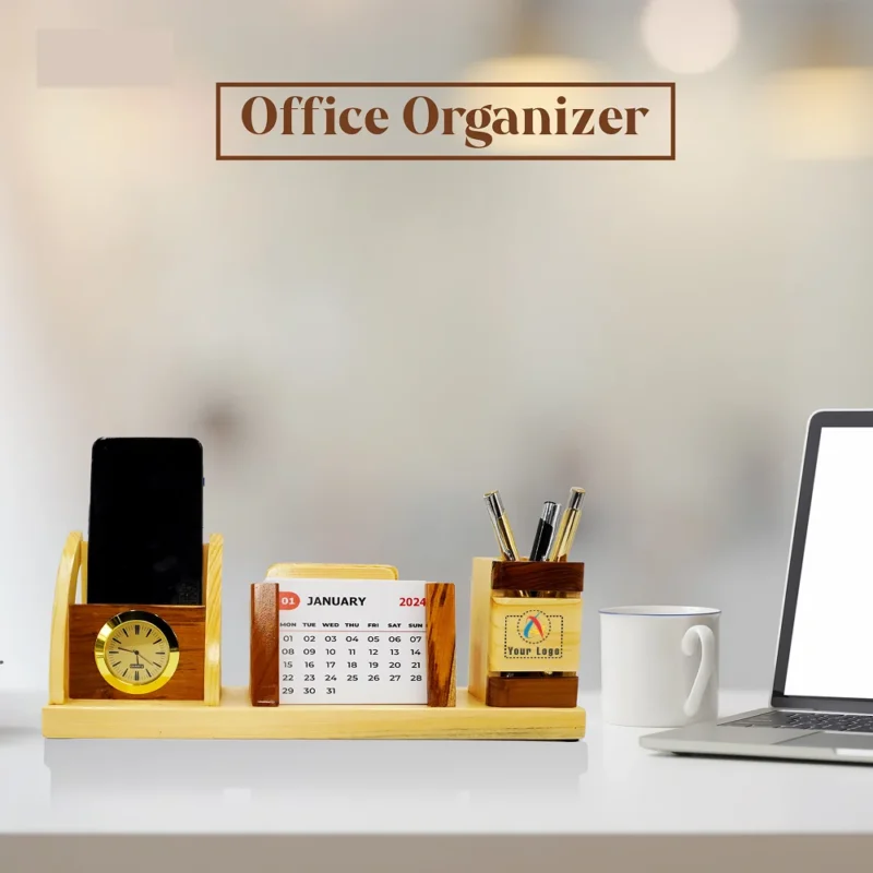 Buy Pen Stand with Clock and Coasters in bulk for Corporate Gifting | Corporate Gyft