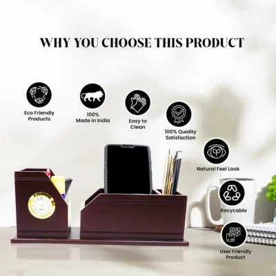 Buy Pen Stand with Watch in bulk for Corporate Gifting | Corporate Gyft
