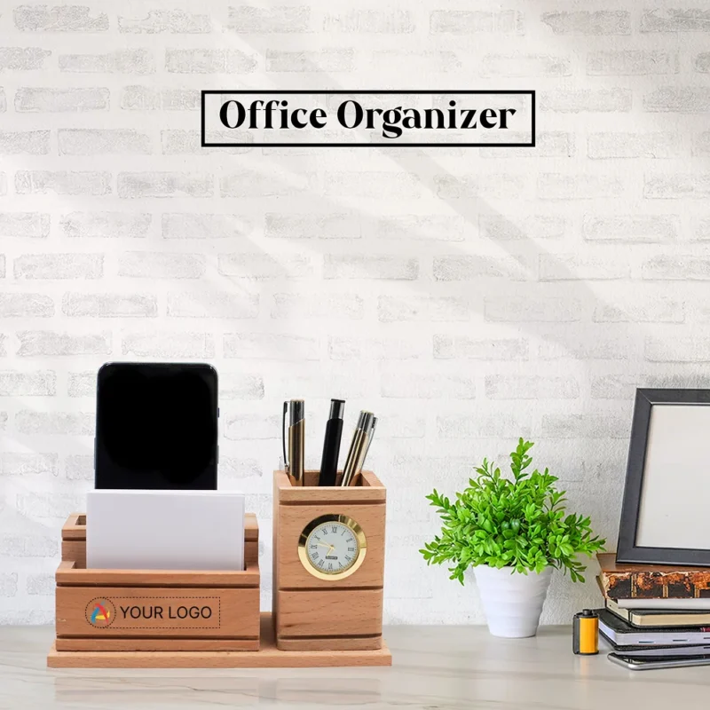 Buy Pen Stand with Watch and Card Holder in bulk for Corporate Gifting | Corporate Gyft