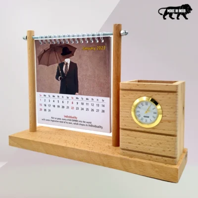 Buy Table Calendar with Pen Holder and Watch in bulk for Corporate Gifting | Corporate Gyft