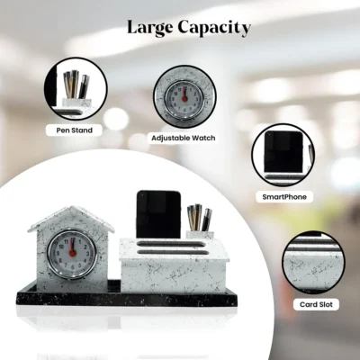Buy Pen Stand with Watch and Mobile Slot in bulk for Corporate Gifting | Corporate Gyft