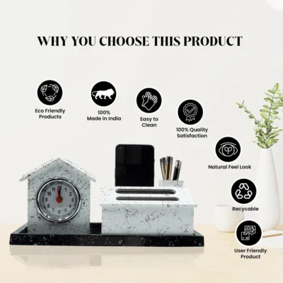 Buy Pen Stand with Watch and Mobile Slot in bulk for Corporate Gifting | Corporate Gyft