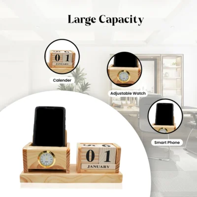 Buy Pen Stand with Cube Calendar and Watch in bulk for Corporate Gifting | Corporate Gyft