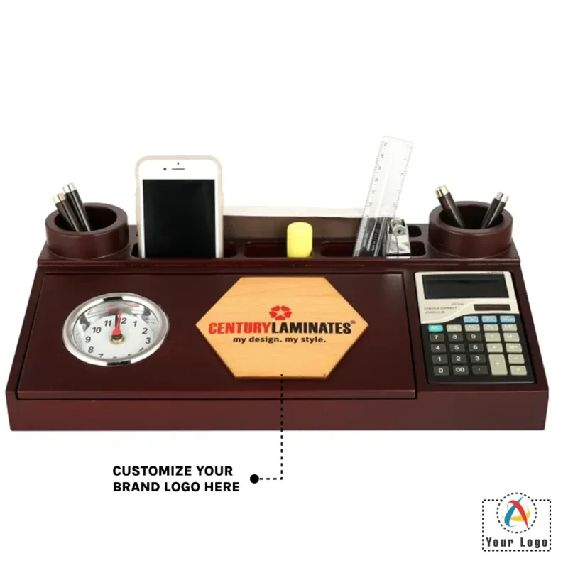 Buy Pen Stand with Clock and Calculator in bulk for Corporate Gifting | Corporate Gyft