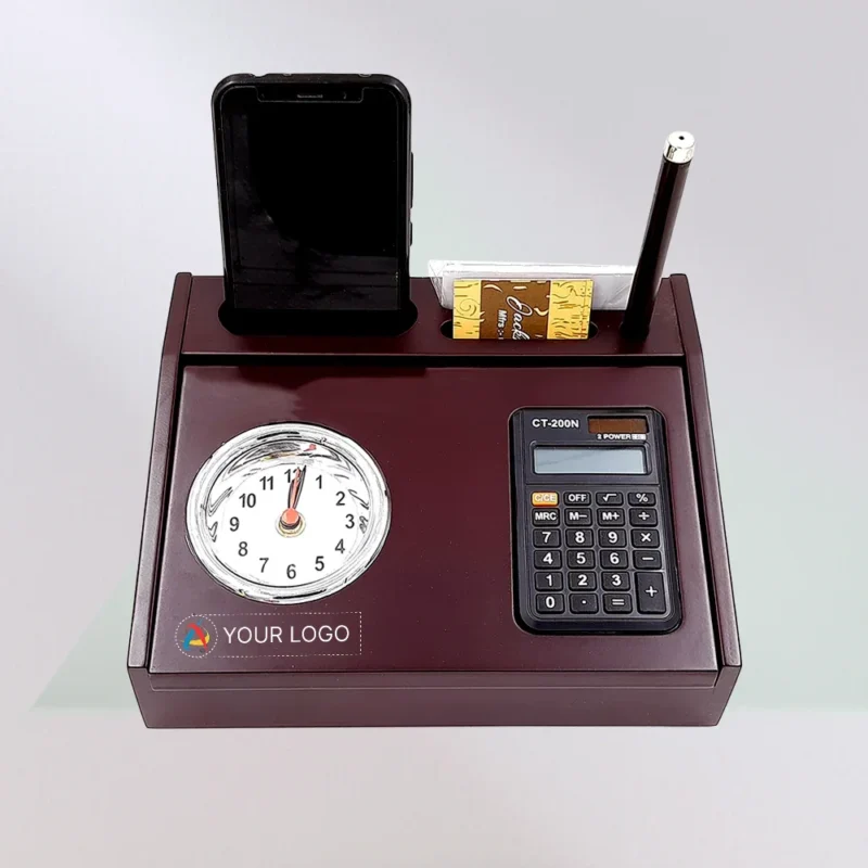 Buy WorkHub Pen Stand with Watch and Calculator in bulk for Corporate Gifting | Corporate Gyft