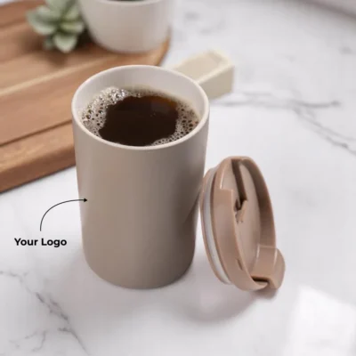 Buy Planet Ceramic Mug with Lid - Grey in bulk for Corporate Gifting | Corporate Gyft