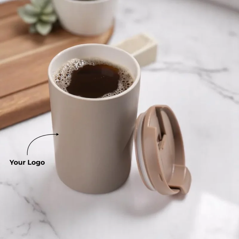 Buy Planet Ceramic Mug with Lid - Grey in bulk for Corporate Gifting | Corporate Gyft
