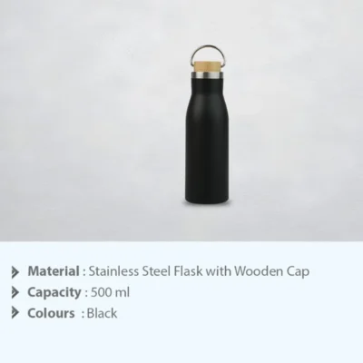 Buy Spring Flask with Wooden Cap in bulk for Corporate Gifting | Corporate Gyft