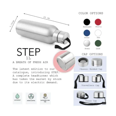 Buy Step Stainless Steel Water Bottle in bulk for Corporate Gifting | Corporate Gyft