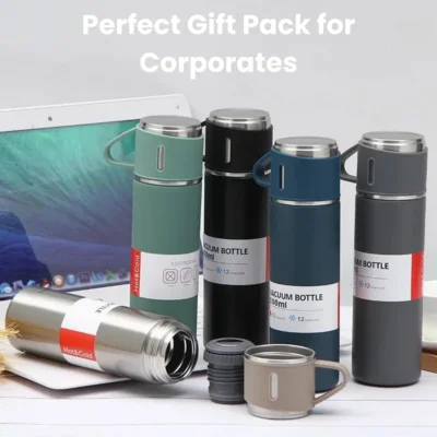 Buy Vacuum Insulated Flask Gift Set - Silver in bulk for Corporate Gifting | Corporate Gyft