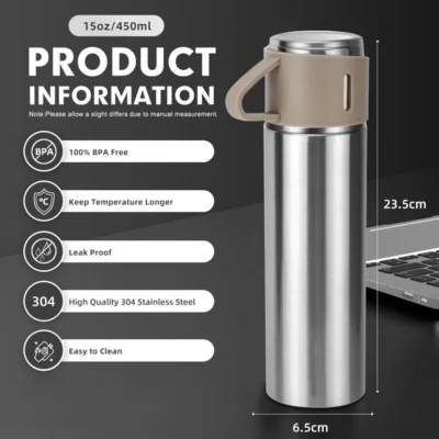 Buy Vacuum Insulated Flask Gift Set - Silver in bulk for Corporate Gifting | Corporate Gyft
