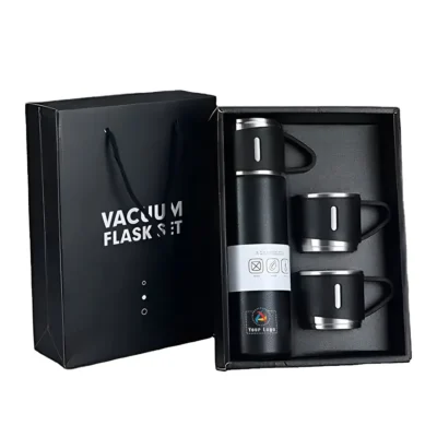 Buy Vacuum Insulated Flask Gift Set - Black in bulk for Corporate Gifting | Corporate Gyft