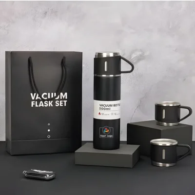 Buy Vacuum Insulated Flask Gift Set - Black in bulk for Corporate Gifting | Corporate Gyft