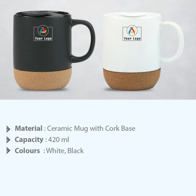 Buy Cera Mug with Cork Base - Black in bulk for Corporate Gifting | Corporate Gyft