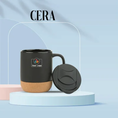 Buy Cera Mug with Cork Base - Black in bulk for Corporate Gifting | Corporate Gyft