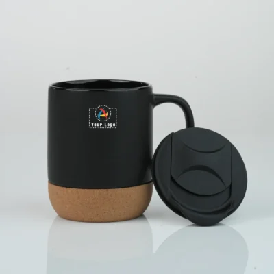 Buy Cera Mug with Cork Base - Black in bulk for Corporate Gifting | Corporate Gyft