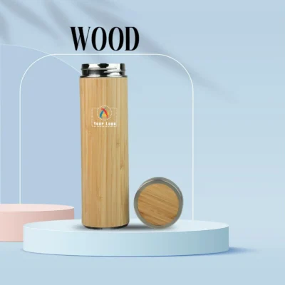 Buy Wood Insulated Bamboo Flask in bulk for Corporate Gifting | Corporate Gyft