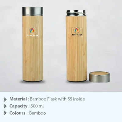 Buy Wood Insulated Bamboo Flask in bulk for Corporate Gifting | Corporate Gyft
