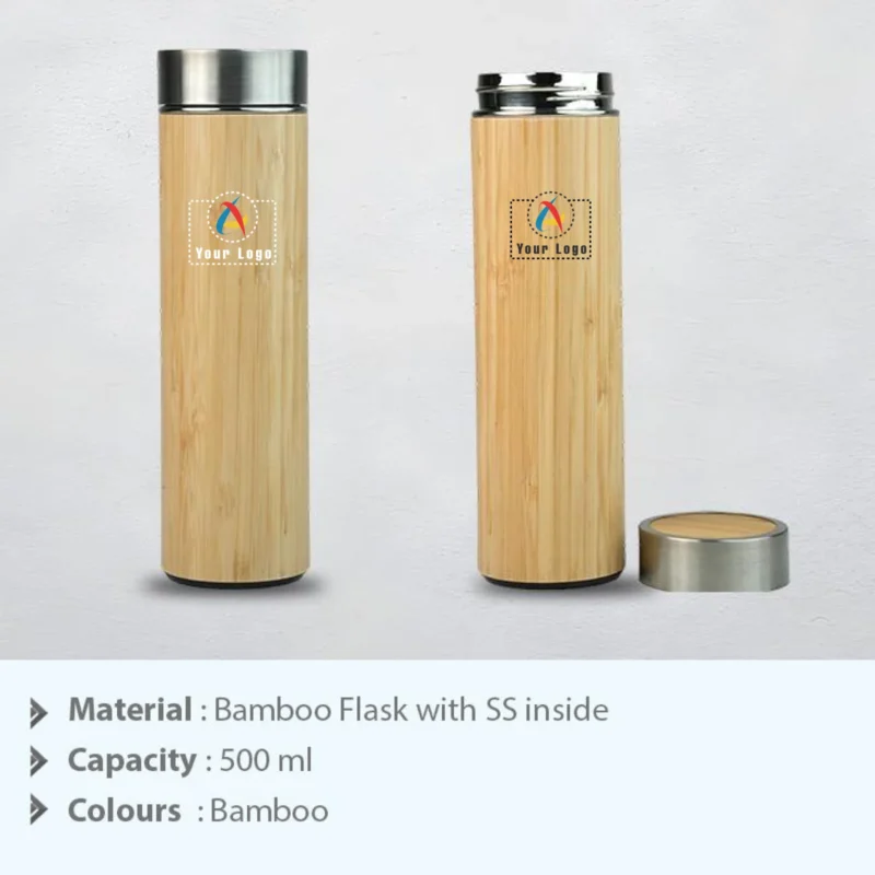 Buy Wood Insulated Bamboo Flask in bulk for Corporate Gifting | Corporate Gyft