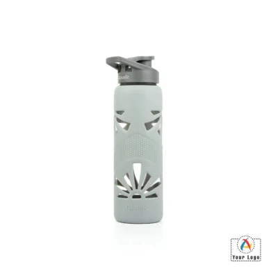 Buy Clear Grip Bottle with Silicone Sleeve - Slate in bulk for Corporate Gifting | Corporate Gyft