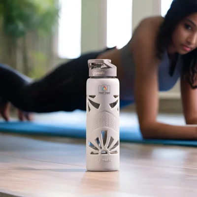 Buy Clear Grip Bottle with Silicone Sleeve - Slate in bulk for Corporate Gifting | Corporate Gyft
