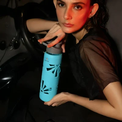 Buy Clear Grip Bottle with Silicone Sleeve - Teal in bulk for Corporate Gifting | Corporate Gyft
