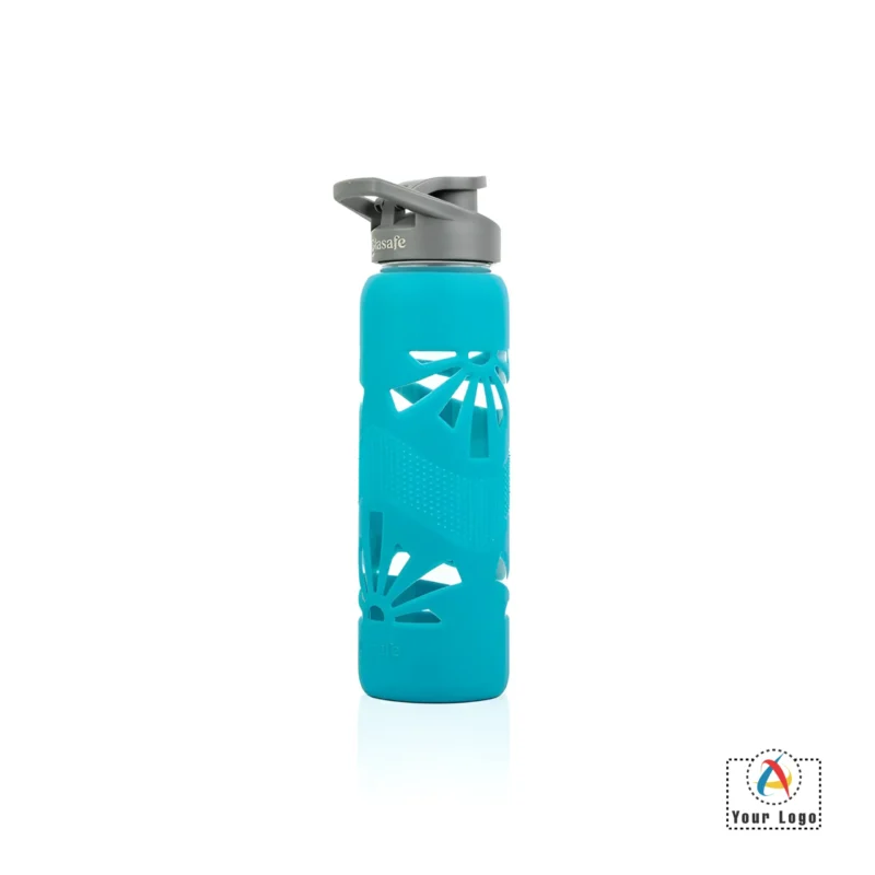 Buy Clear Grip Bottle with Silicone Sleeve - Teal in bulk for Corporate Gifting | Corporate Gyft