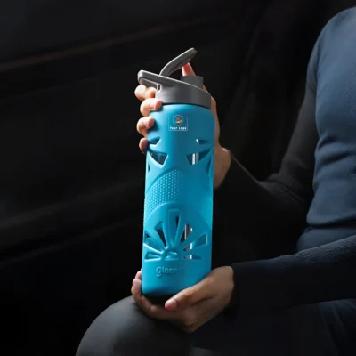 Buy Clear Grip Bottle with Silicone Sleeve - Teal in bulk for Corporate Gifting | Corporate Gyft