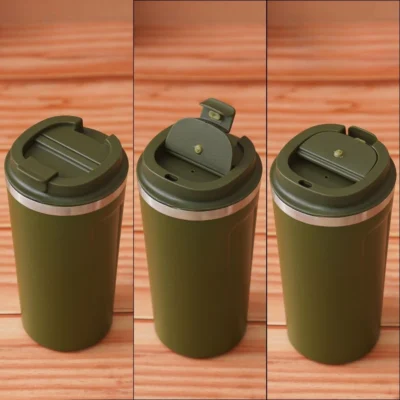 Buy Green Push Button Travel Mug in bulk for Corporate Gifting | Corporate Gyft