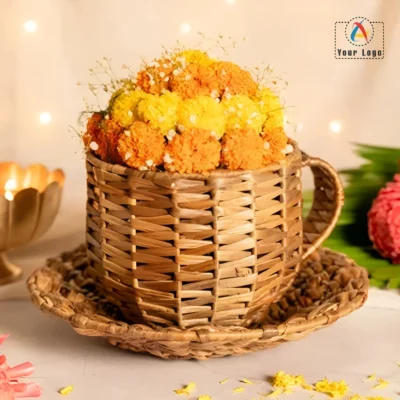 Buy Cup and Saucer Basket in bulk for Corporate Gifting | Corporate Gyft