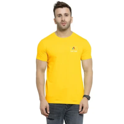 Buy AWG Super Bio Round Neck Yellow T-Shirt in bulk for Corporate Gifting | Corporate Gyft