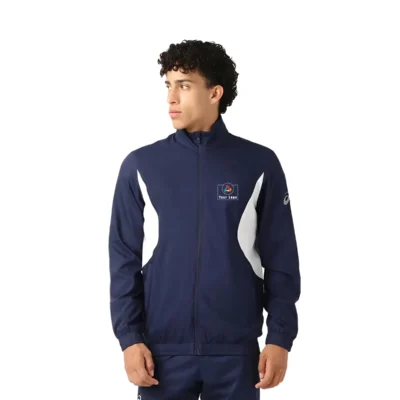 Buy Asics Colourblock Track Jacket - Navy Blue in bulk for Corporate Gifting | Corporate Gyft