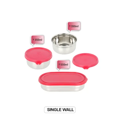 Buy Bentobox Lunch Box Set of 3 - Red in bulk for Corporate Gifting | Corporate Gyft