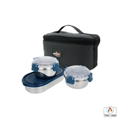 Buy Happymeal Lunch Box Set of 3 - Blue in bulk for Corporate Gifting | Corporate Gyft