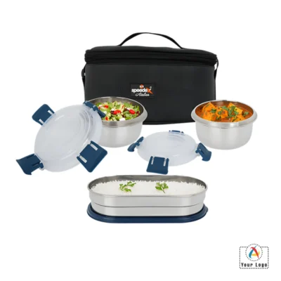 Buy Happymeal Lunch Box Set of 3 - Blue in bulk for Corporate Gifting | Corporate Gyft