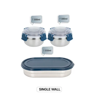 Buy Happymeal Lunch Box Set of 3 - Blue in bulk for Corporate Gifting | Corporate Gyft