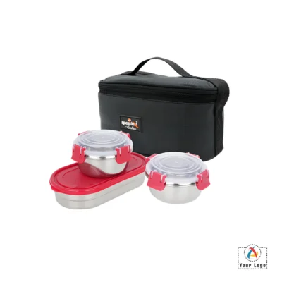 Buy Happymeal Lunch Box Set of 3 - Red in bulk for Corporate Gifting | Corporate Gyft