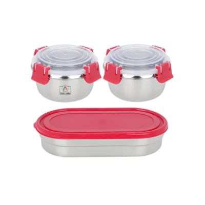 Buy Happymeal Lunch Box Set of 3 - Red in bulk for Corporate Gifting | Corporate Gyft