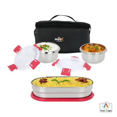 Buy Happymeal Lunch Box Set of 3 - Red in bulk for Corporate Gifting | Corporate Gyft