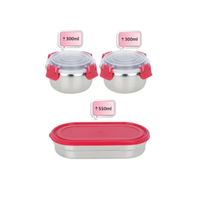 Buy Happymeal Lunch Box Set of 3 - Red in bulk for Corporate Gifting | Corporate Gyft