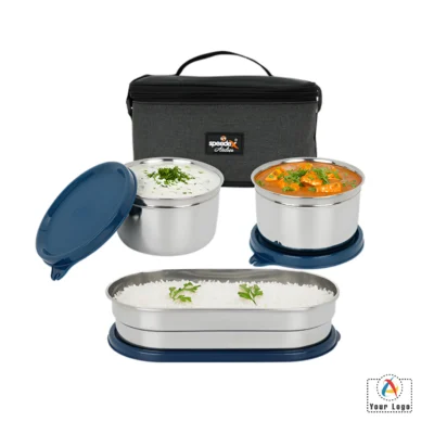 Buy Alfa Lunch Box Set of 3 - Blue in bulk for Corporate Gifting | Corporate Gyft