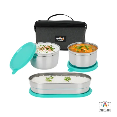Buy Alfa Lunch Box Set of 3 - Green in bulk for Corporate Gifting | Corporate Gyft