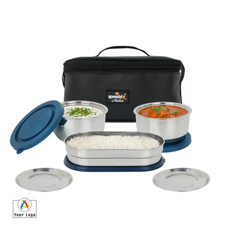 Buy Fresh N Hot Lunch Box Set of 3 - Blue in bulk for Corporate Gifting | Corporate Gyft