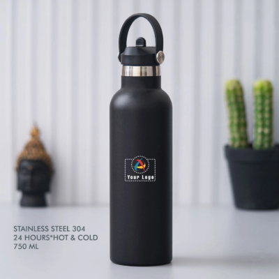 Buy Thermo Stainless Steel Bottle - Black in bulk for Corporate Gifting | Corporate Gyft