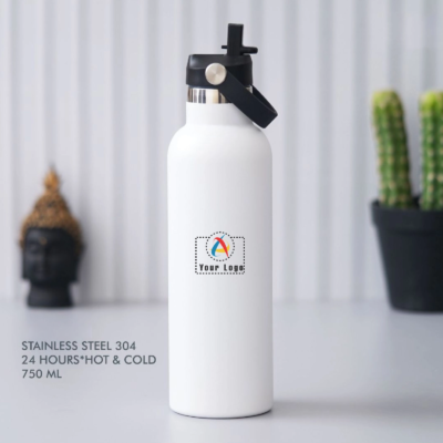 Buy Thermo Stainless Steel Bottle - White in bulk for Corporate Gifting | Corporate Gyft