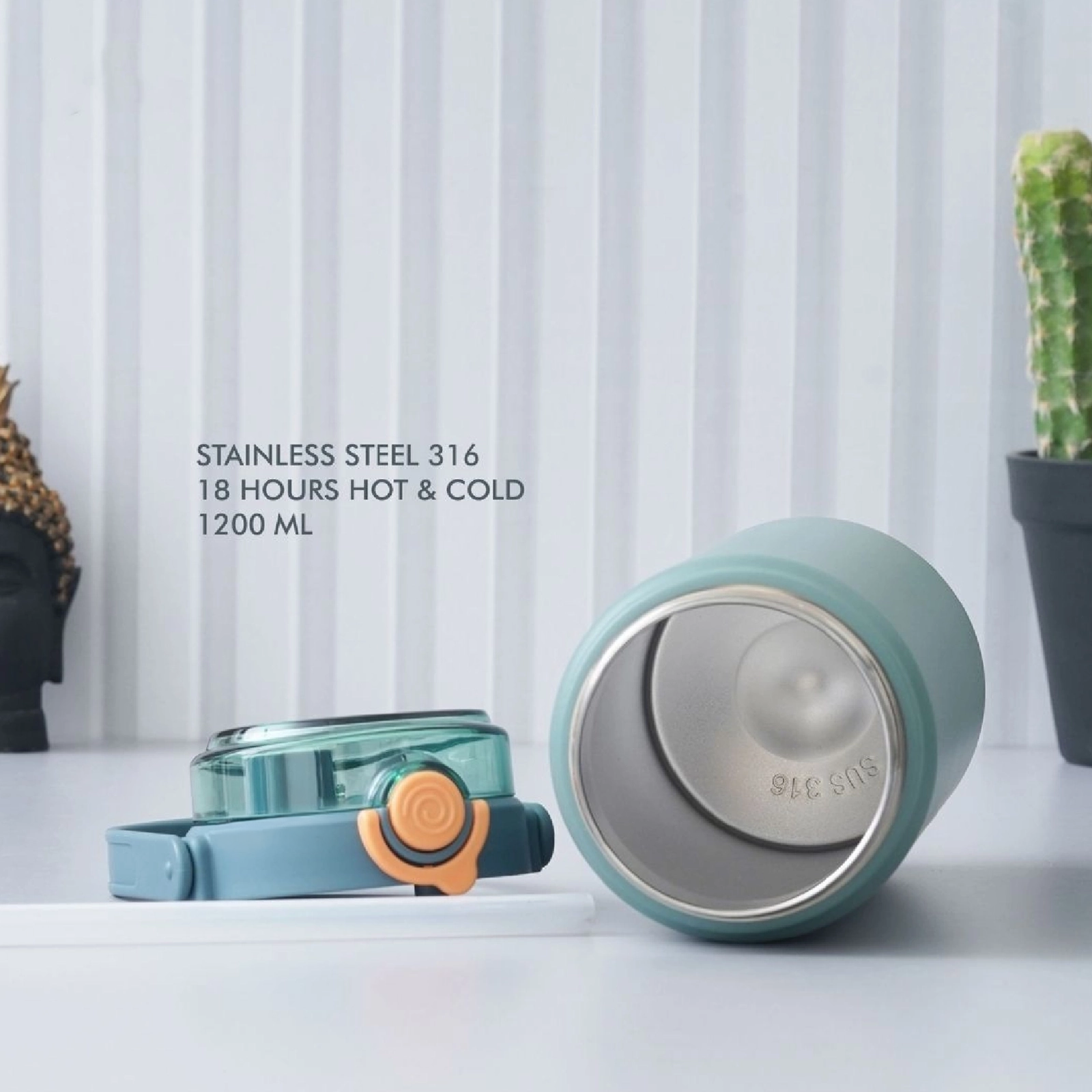 Buy Stainless Steel Hot and Cold Bottle 1200 ML Green in bulk for Corporate Gifting | Corporate Gyft