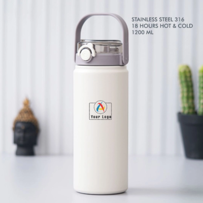 Buy Stainless Steel Hot and Cold Bottle 1200 ML White in bulk for Corporate Gifting | Corporate Gyft