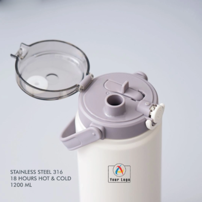 Buy Stainless Steel Hot and Cold Bottle 1200 ML White in bulk for Corporate Gifting | Corporate Gyft