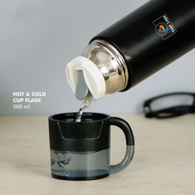 Buy Stainless Steel Hot and Cold Flask - Black in bulk for Corporate Gifting | Corporate Gyft